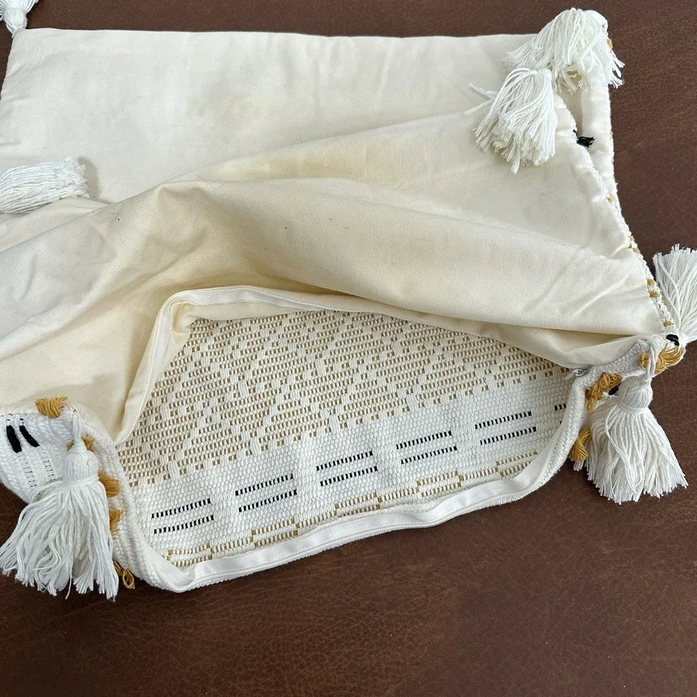 Opal House Toss Pillow Cases Lot of 2 Gold Cream & Brown w/Tassels 1 Yellow Case